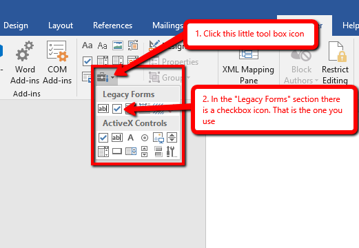 how to make clickable checkboxes in word for mac